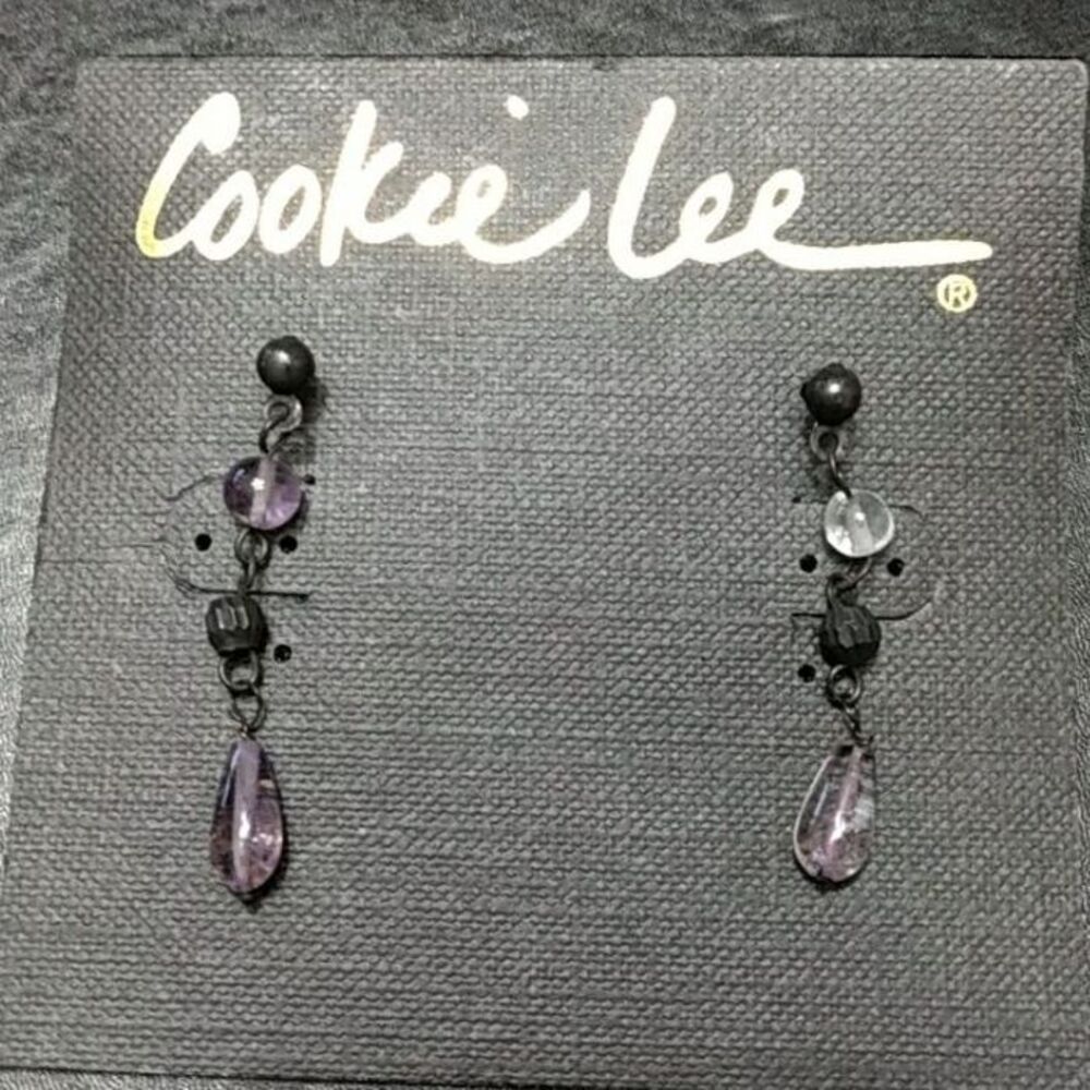 Cookie Lee purple dangling earrings